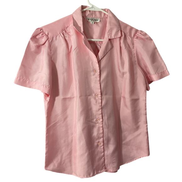 Vintage 70’s Stuart Lang Pink Blouse SS Top Size 6 Polyester - Picture 5 of 6
